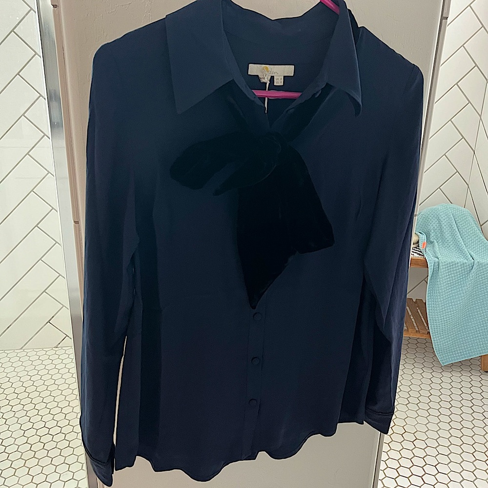 Boden button up with velvet tie
